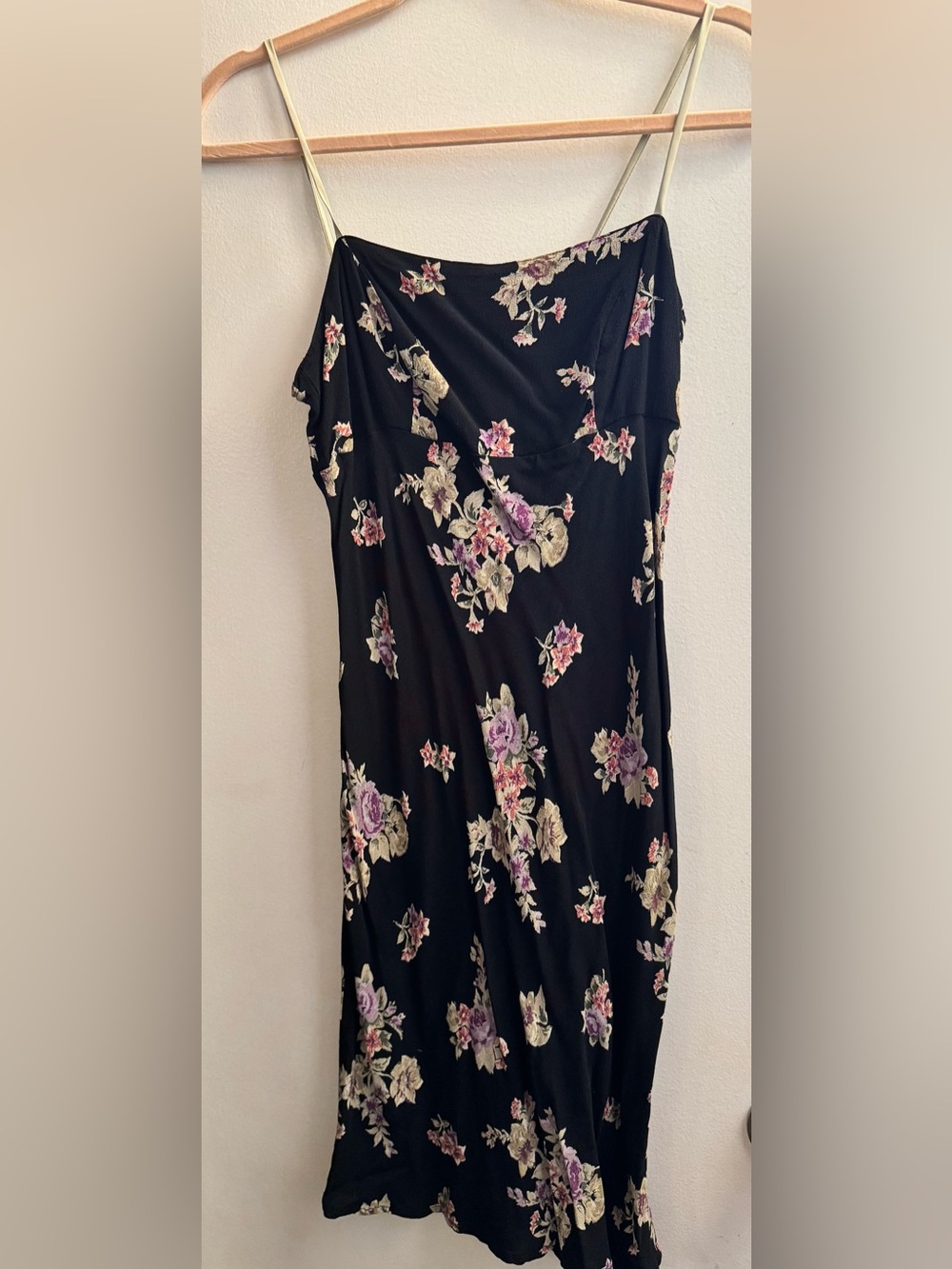 Black Floral Slip Dress with Pink & Cream Blooms